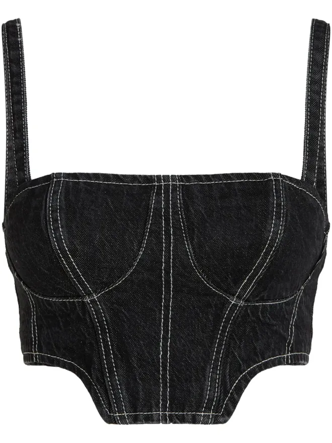 Karl Lagerfeld Jeans Karl Lagerfeld Jeans クロップドデニムタンクトップ ブラックの商品画像