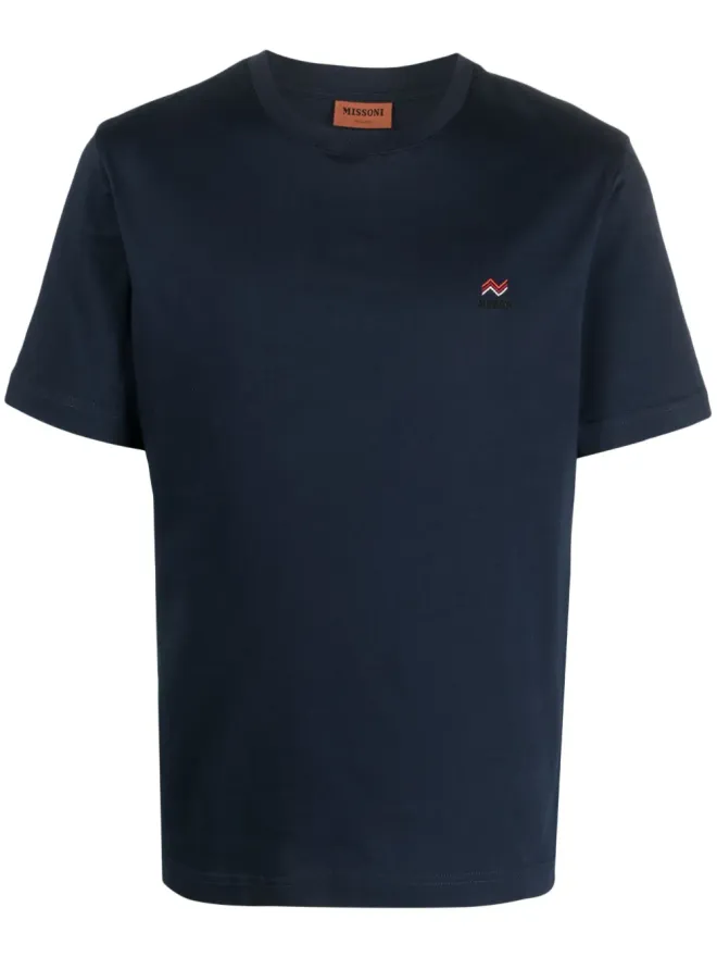 Missoni Missoni ロゴ刺繍コットンTシャツ（ブルー）の商品画像