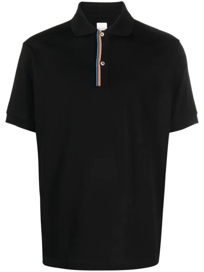 Paul Smith Paul Smith rainbow-stripe cotton polo shirt - Blackの商品画像