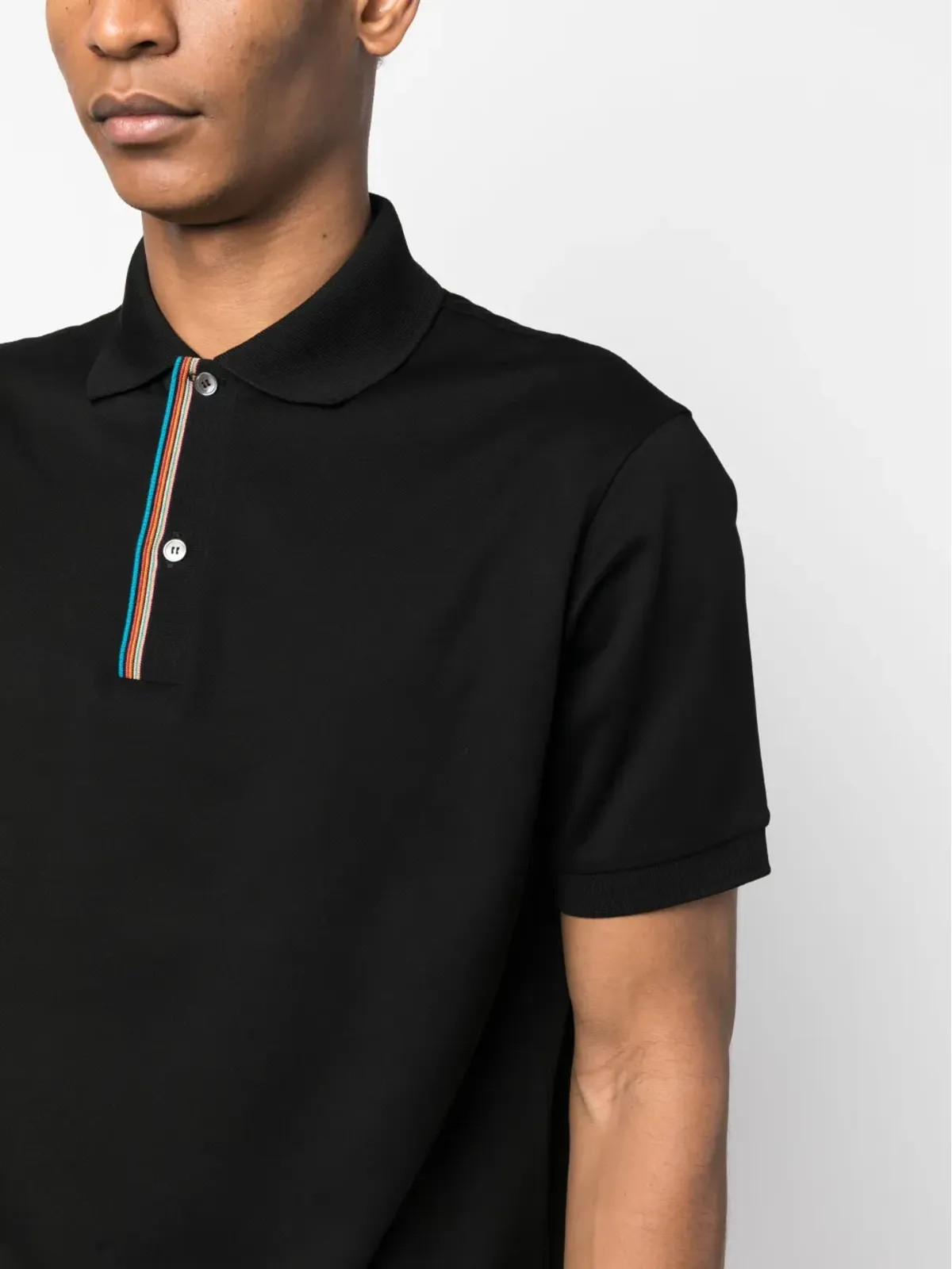 Paul Smith rainbow-stripe cotton polo shirt - Black - 画像5