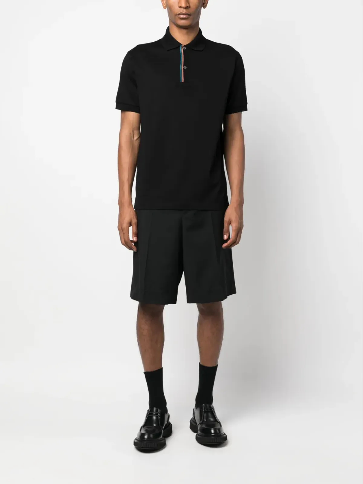 Paul Smith rainbow-stripe cotton polo shirt - Black - 画像2