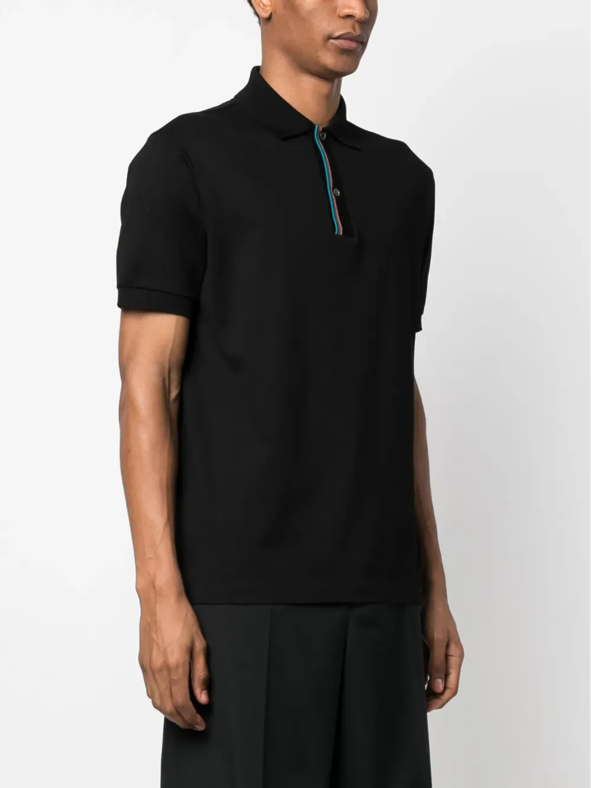 Paul Smith rainbow-stripe cotton polo shirt - Black - 画像3
