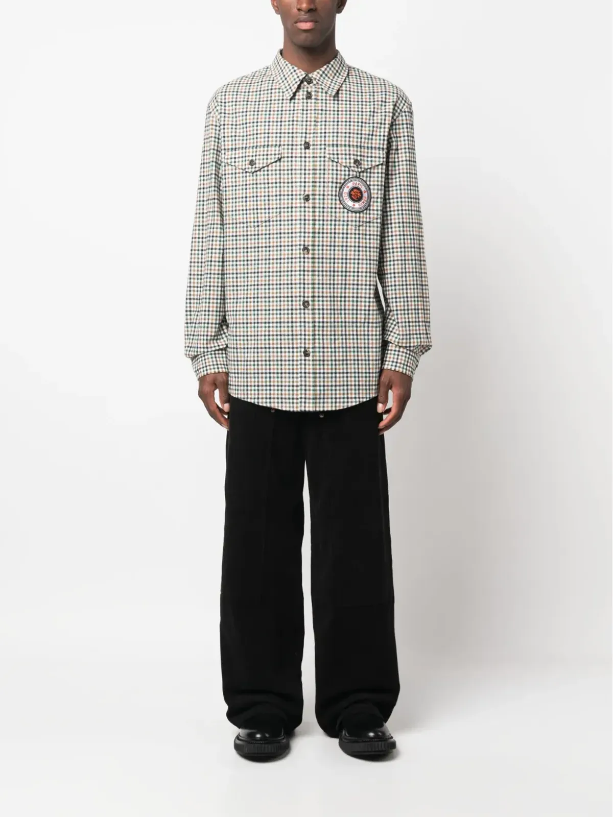 Kenzo チェック柄ロゴパッチシャツ - 画像2
