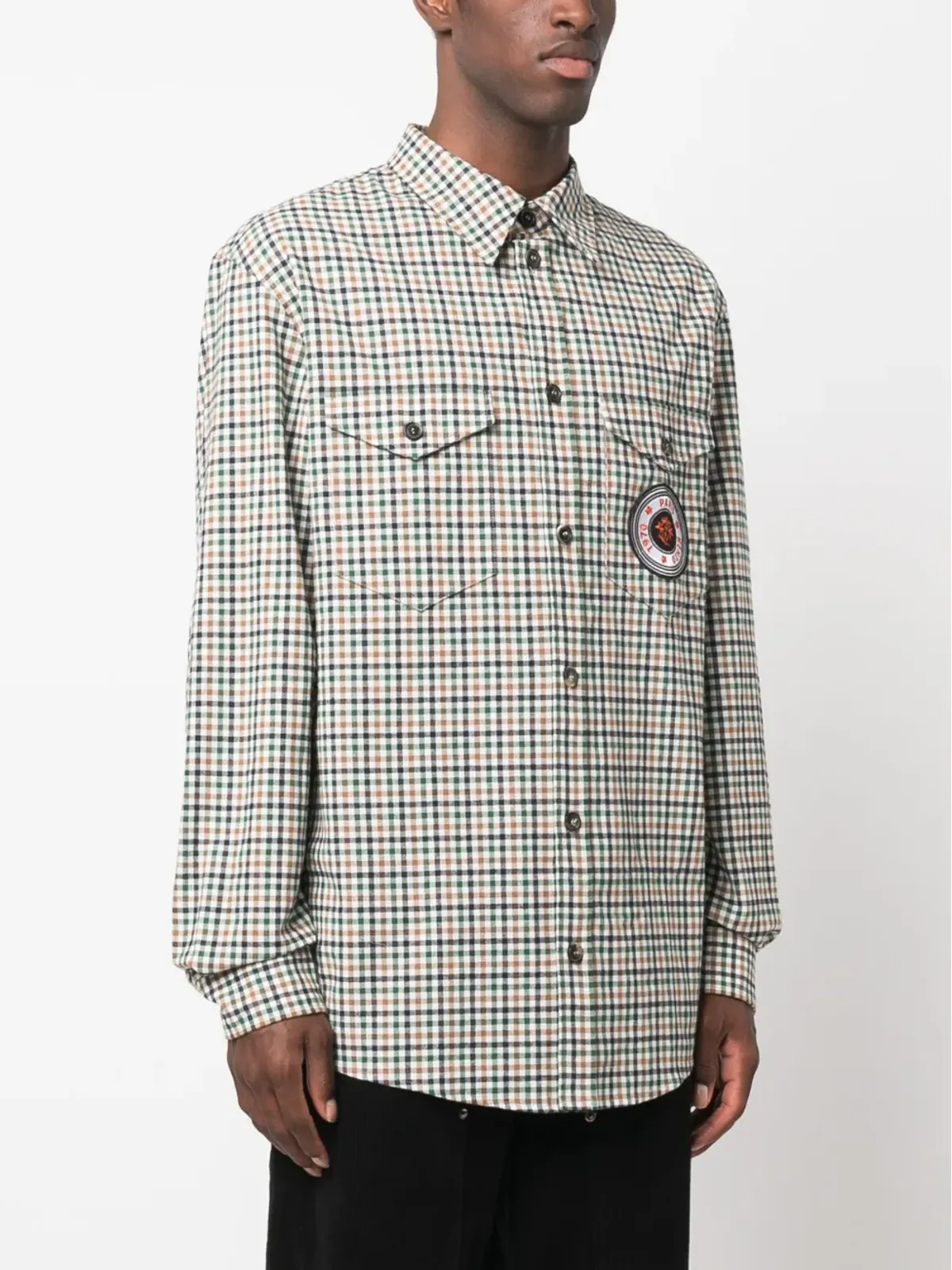 Kenzo チェック柄ロゴパッチシャツ - 画像3