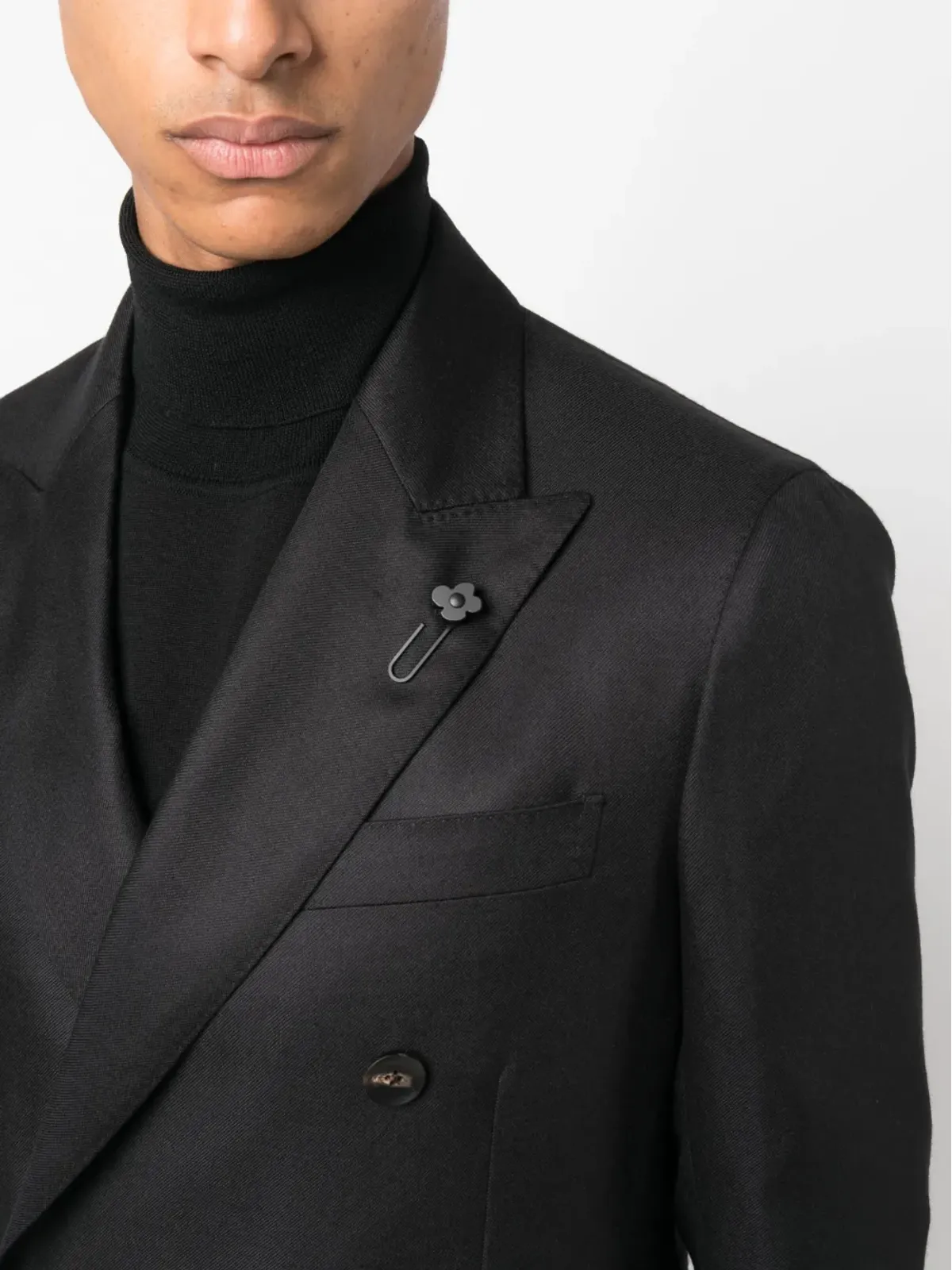 Lardini ダブルブレスト サテンフィニッシュ ブレザー - 画像5