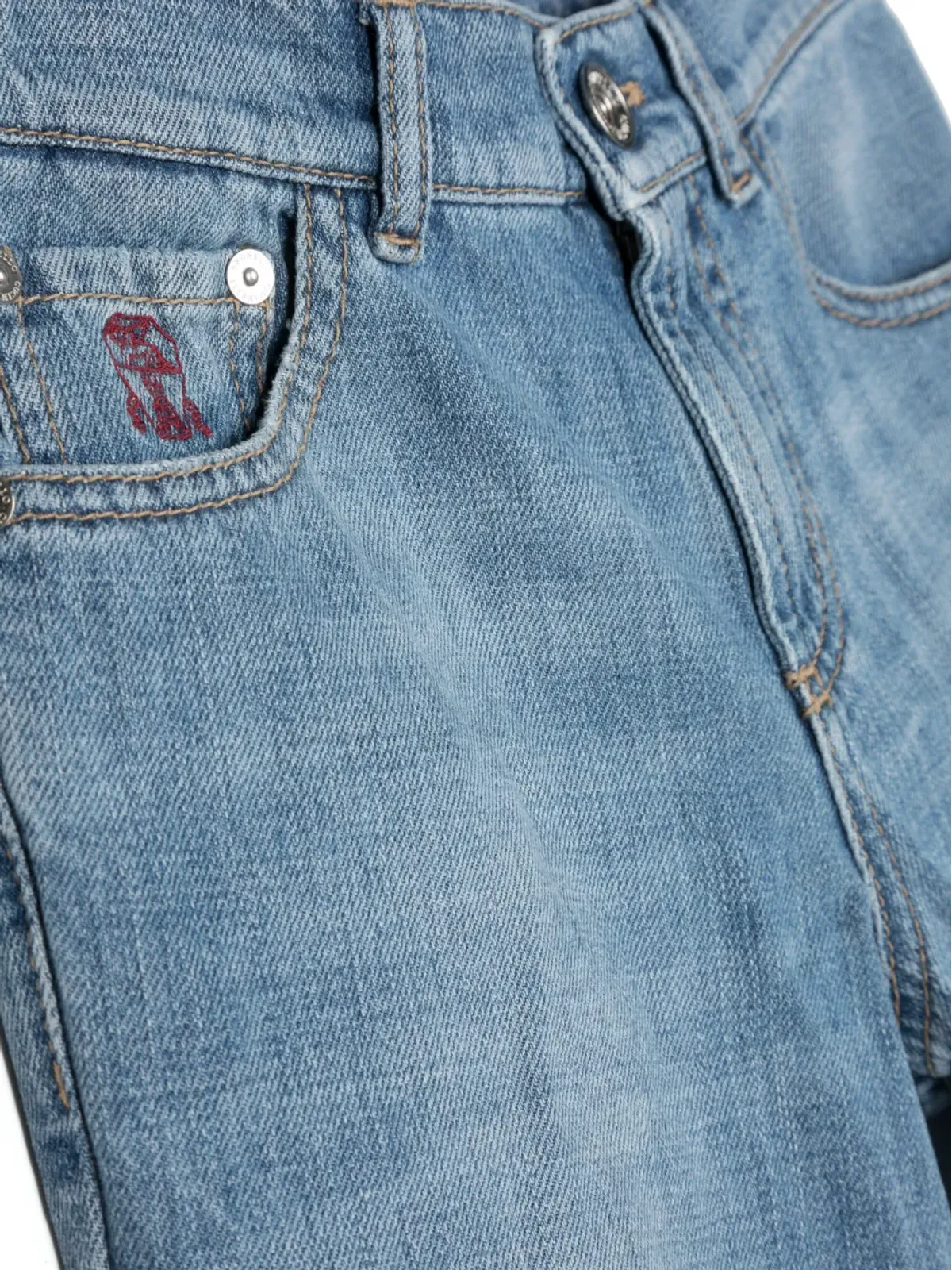 Brunello Cucinelli Kids ミッドライズ・ストレートジーンズ ブルー - 画像3