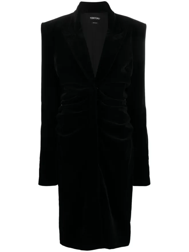 TOM FORD TOM FORD プランジングVネックベルベットミディドレス - ブラックの商品画像