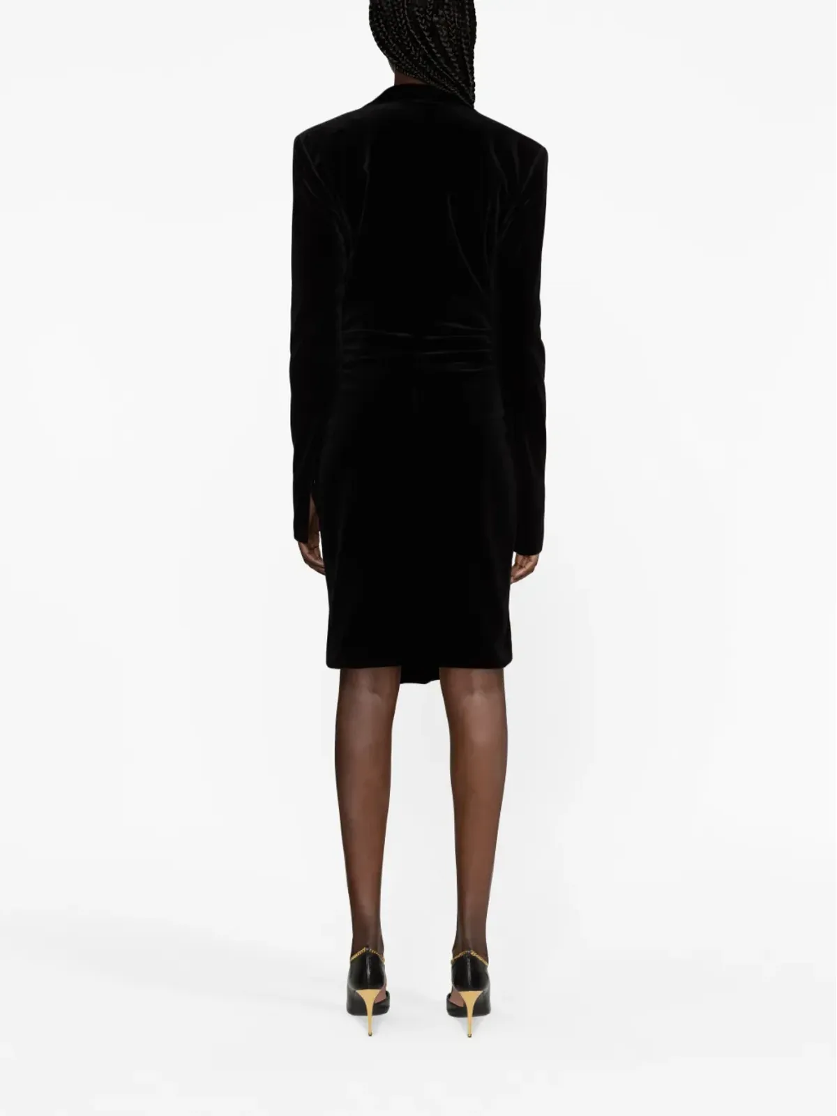 TOM FORD プランジングVネックベルベットミディドレス - ブラック - 画像3