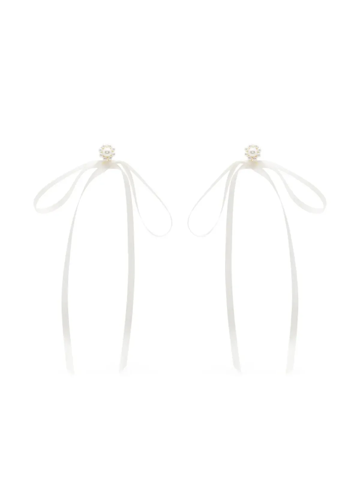 Simone Rocha パール装飾リボンモチーフ ピアス - White - 画像1