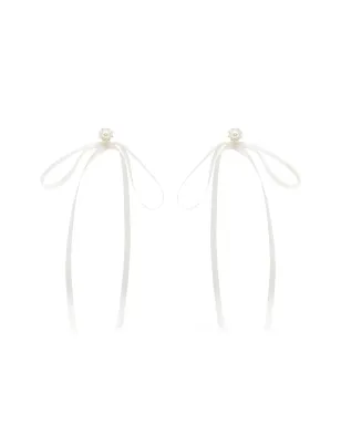 Simone Rocha パール装飾リボンモチーフ ピアス - White - サムネイル1