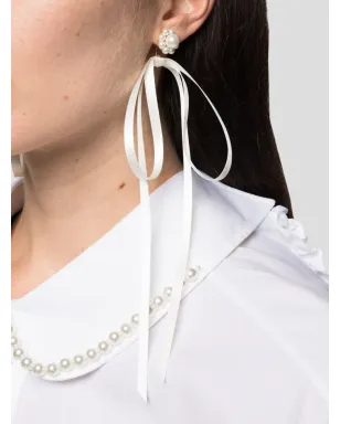 Simone Rocha パール装飾リボンモチーフ ピアス - White - サムネイル2