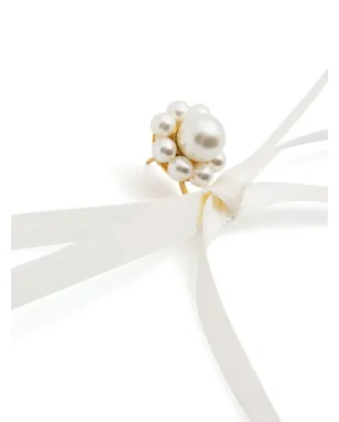 Simone Rocha パール装飾リボンモチーフ ピアス - White - サムネイル3