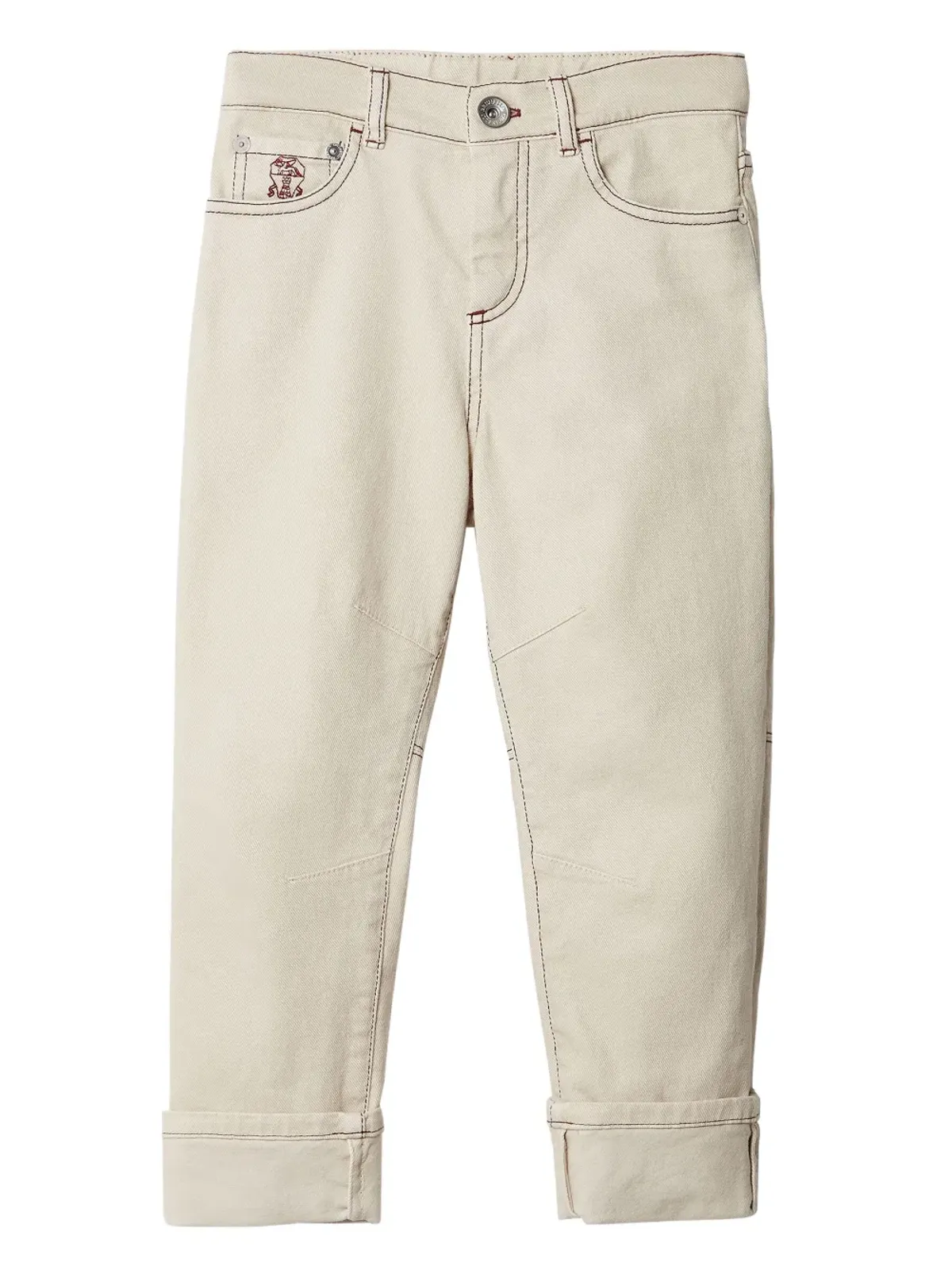 Brunello Cucinelli Kids ロゴ刺繍入りストレートジーンズ - 画像1