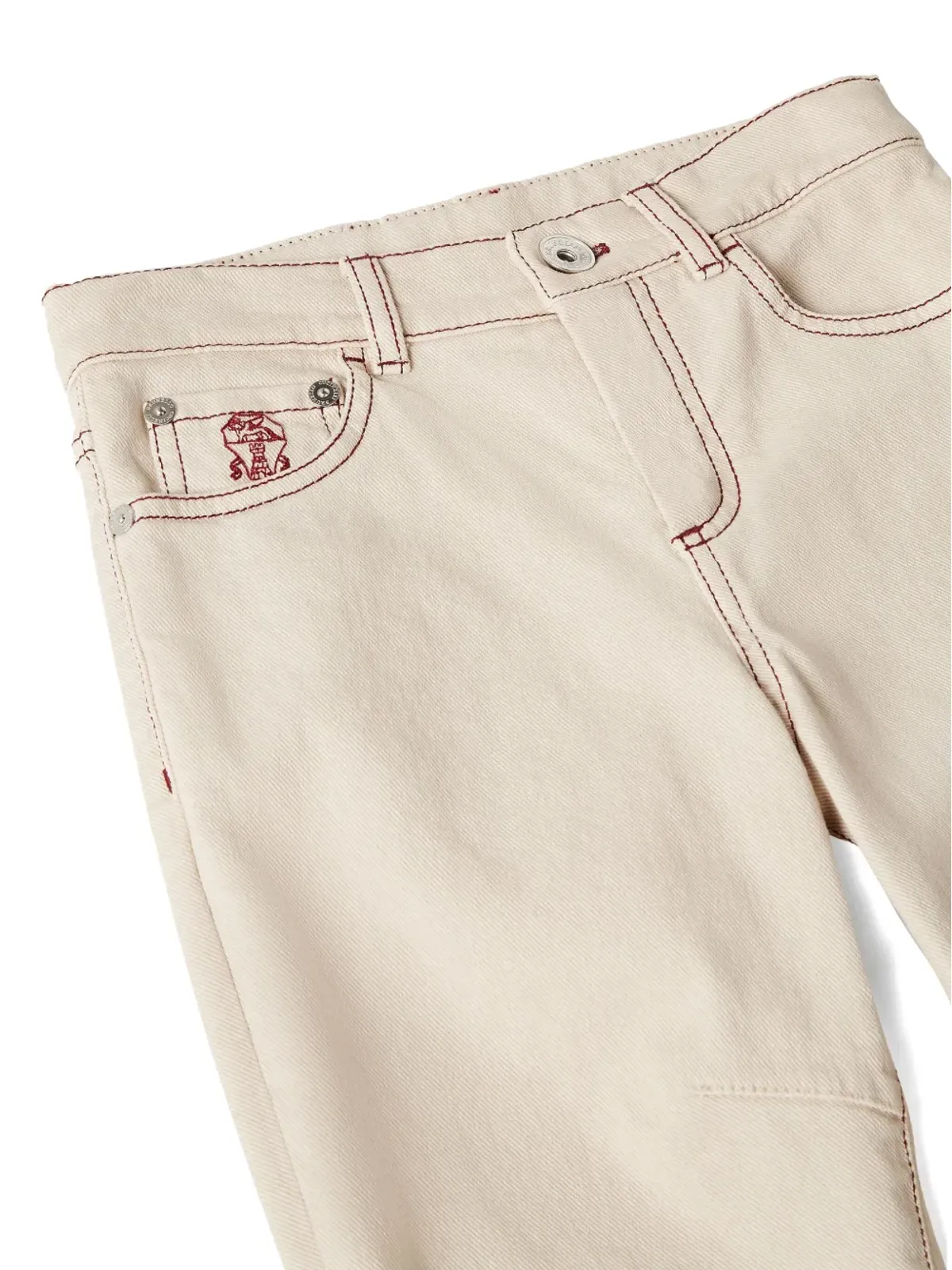 Brunello Cucinelli Kids ロゴ刺繍入りストレートジーンズ - 画像3