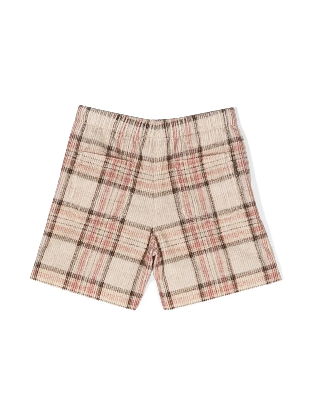 Brunello Cucinelli Kids チェック柄コーデュロイのショーツ（ウエストゴム） - 画像2