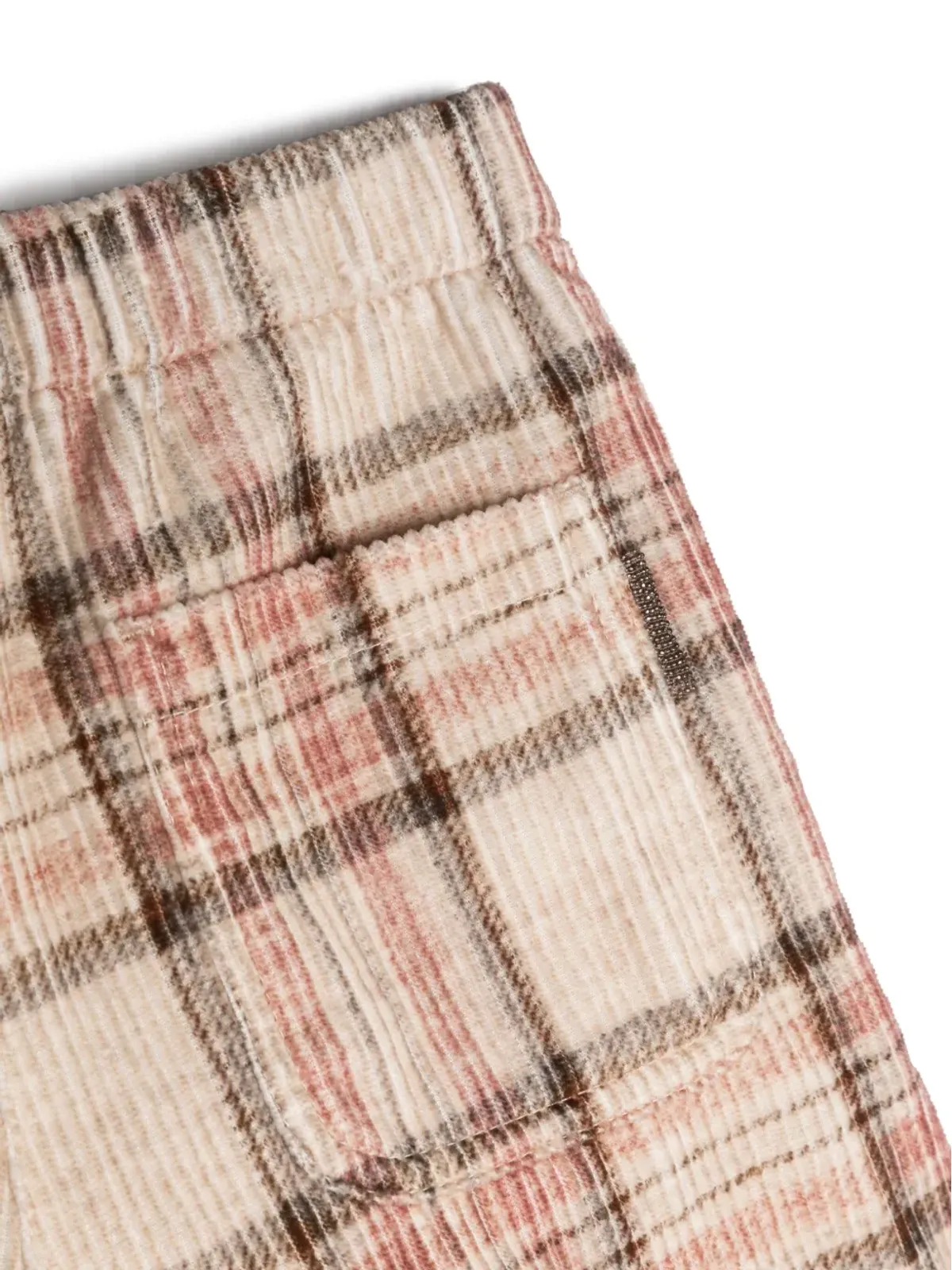 Brunello Cucinelli Kids チェック柄コーデュロイのショーツ（ウエストゴム） - 画像3