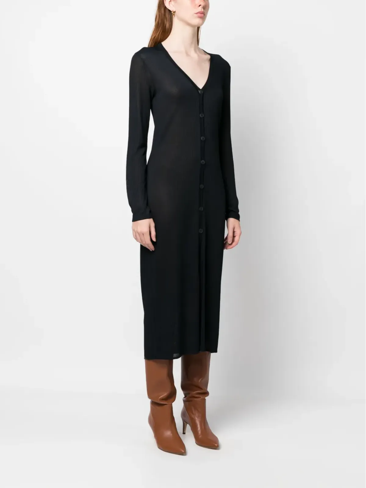 Tory Burch Vネック ニットドレス（ブラック） - 画像3