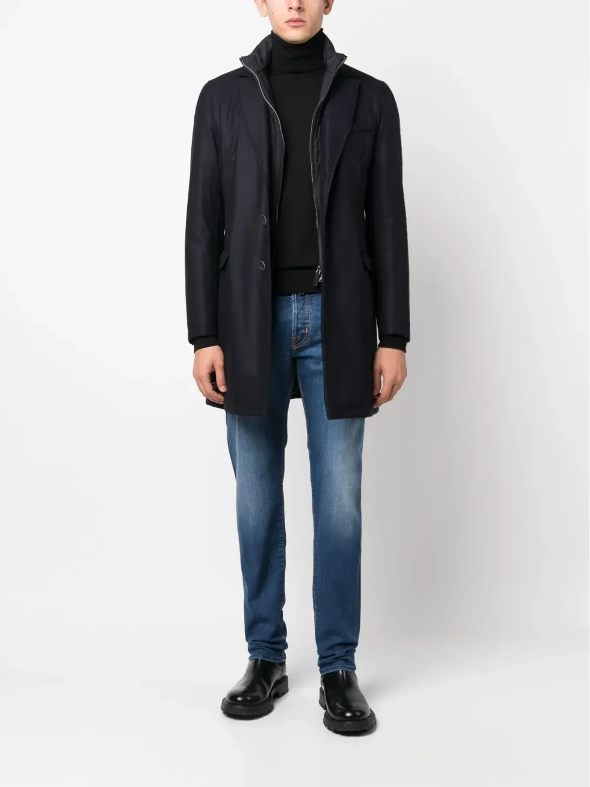 Herno ハイブリッド ハイネック シングルブレスト コート - 画像2