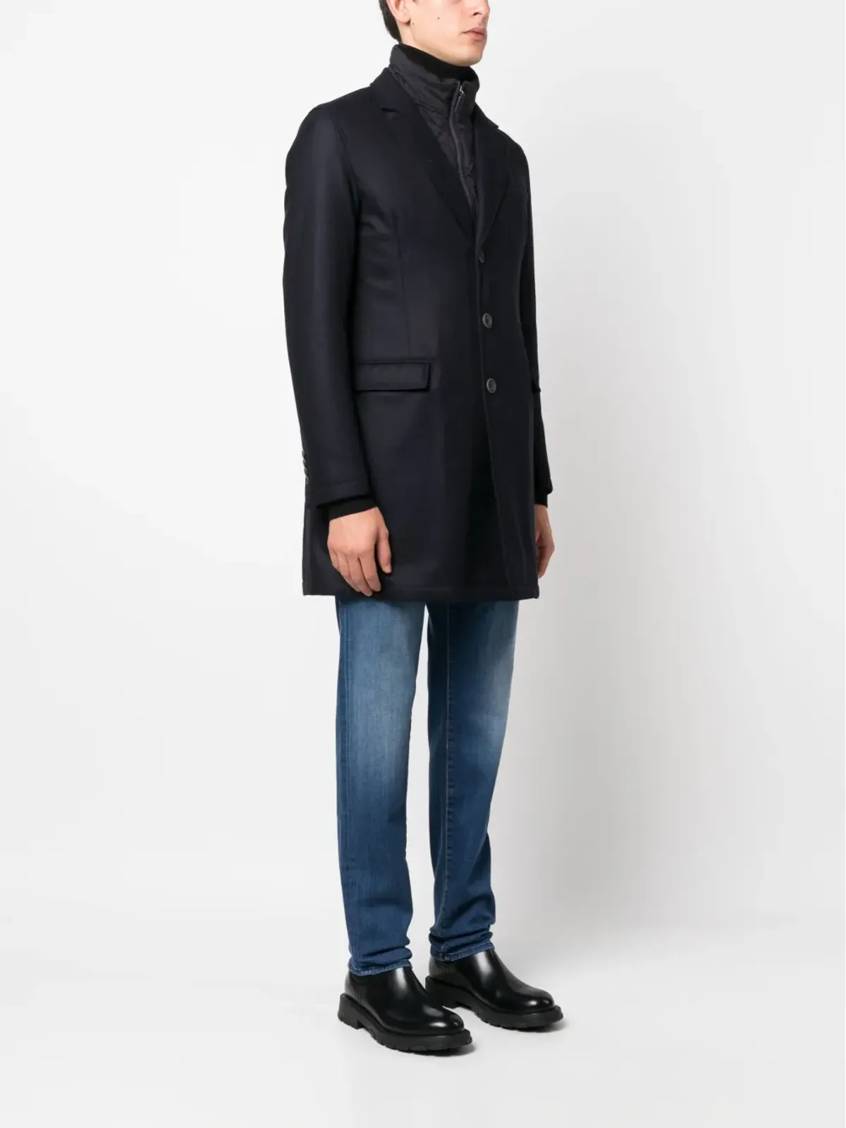 Herno ハイブリッド ハイネック シングルブレスト コート - 画像3