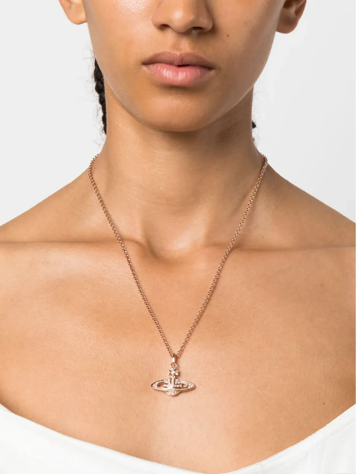 Vivienne Westwood オーブペンダント クリスタル装飾 ネックレス ピンク - 画像2