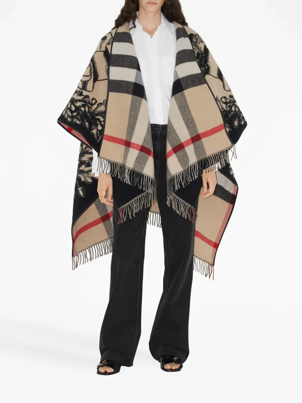 Burberry エクエストリアンナイト ウール ケープ - 画像2