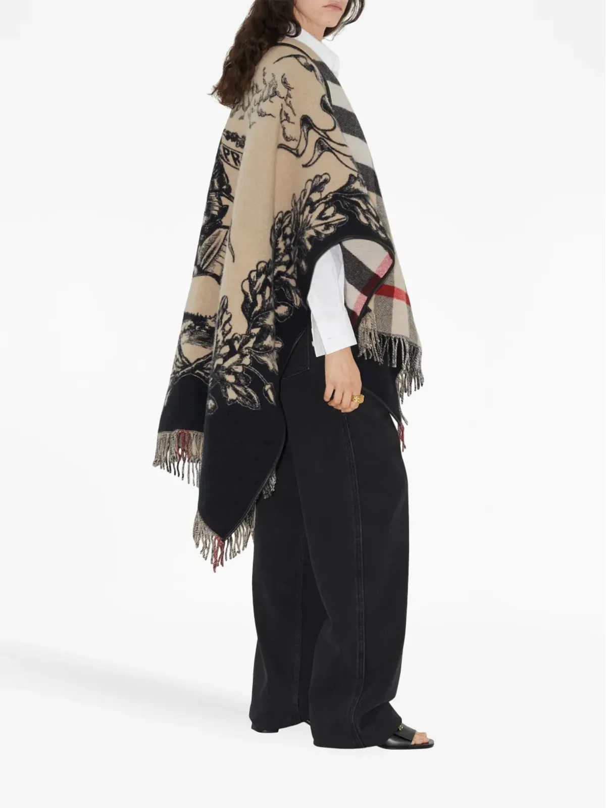 Burberry エクエストリアンナイト ウール ケープ - 画像3