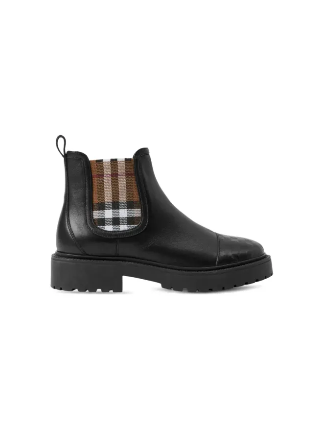 Burberry Kids Burberry Kids チェック柄レザー ブーツの商品画像