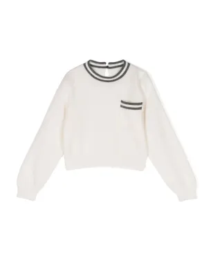 Brunello Cucinelli Kids アルパカコットン混紡長袖セーター - サムネイル1