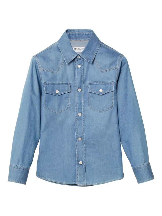 Brunello Cucinelli Kids Brunello Cucinelli Kids デニムシャツ（長袖・ブルー）の商品画像