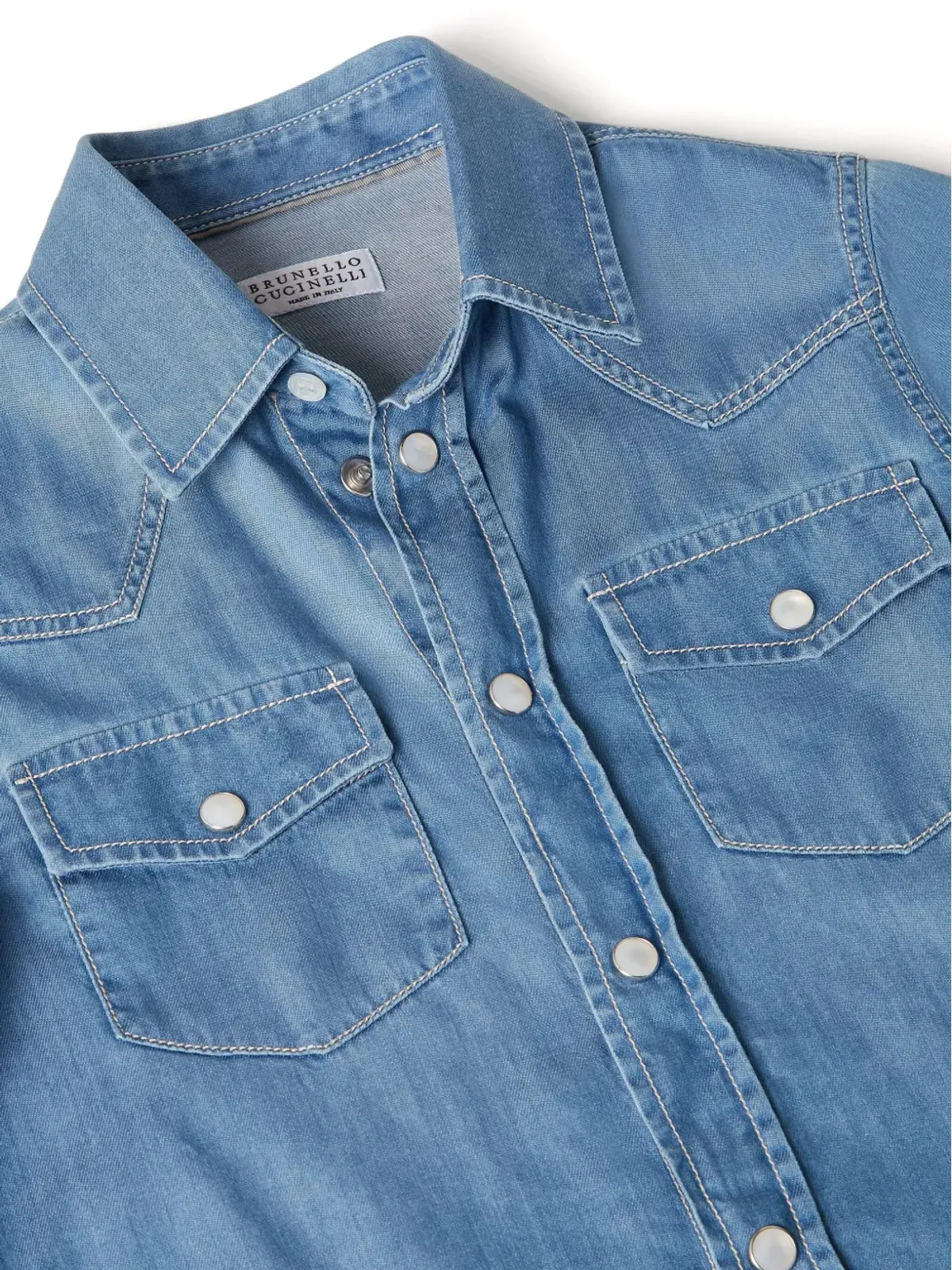 Brunello Cucinelli Kids デニムシャツ（長袖・ブルー） - 画像3