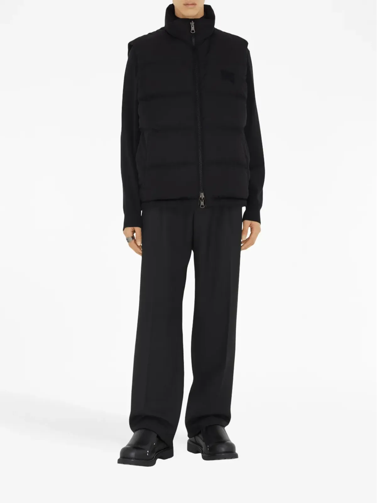 Burberry チェック柄パディッドジレ ブラック - 画像5