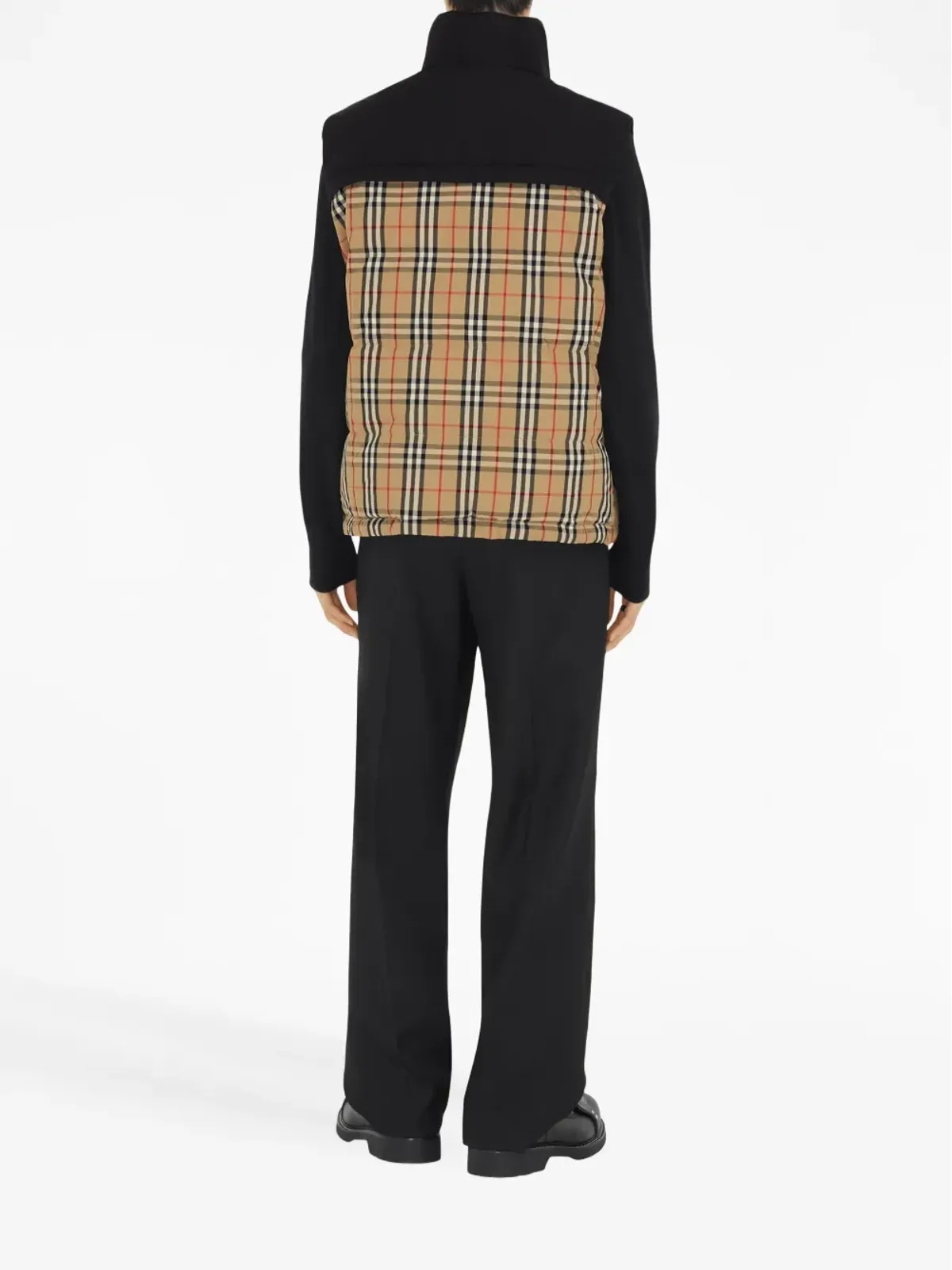 Burberry チェック柄パディッドジレ ブラック - 画像4