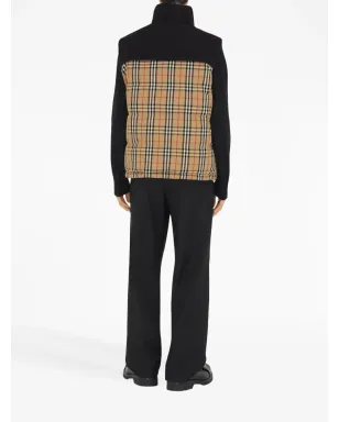 Burberry チェック柄パディッドジレ ブラック - サムネイル4