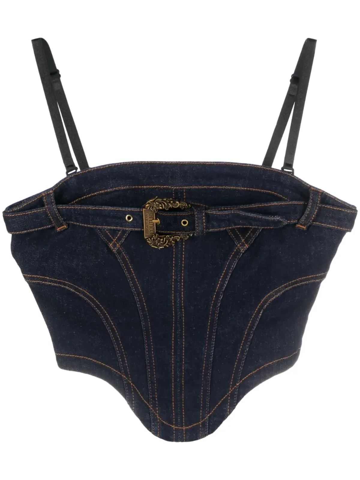Versace Jeans Couture バロックバックル デニム コルセットトップ - ブルー - 画像1