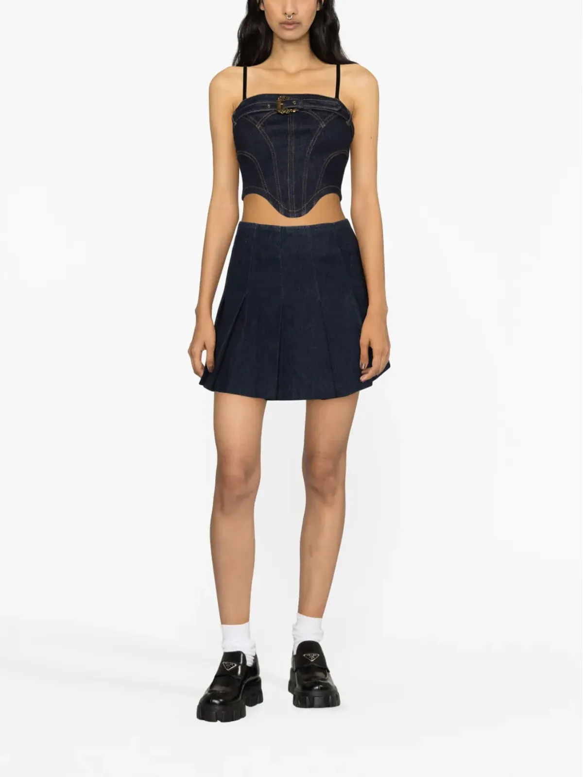 Versace Jeans Couture バロックバックル デニム コルセットトップ - ブルー - 画像2
