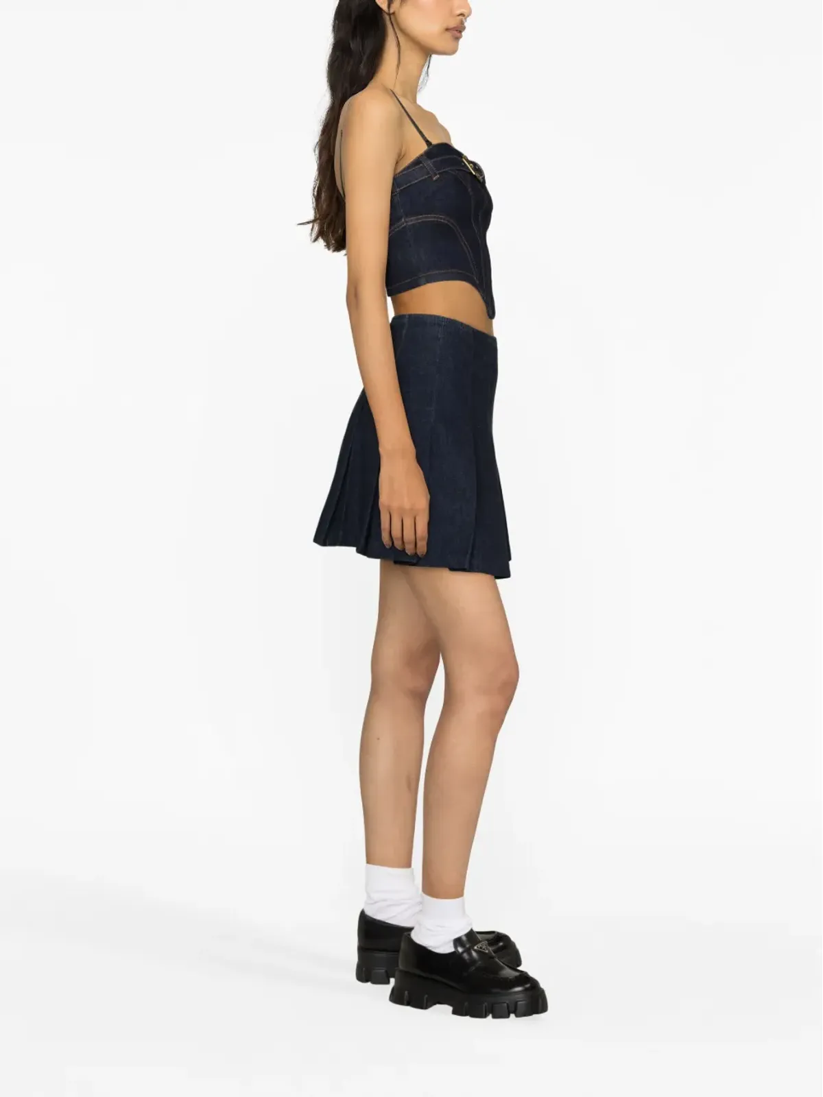 Versace Jeans Couture バロックバックル デニム コルセットトップ - ブルー - 画像3