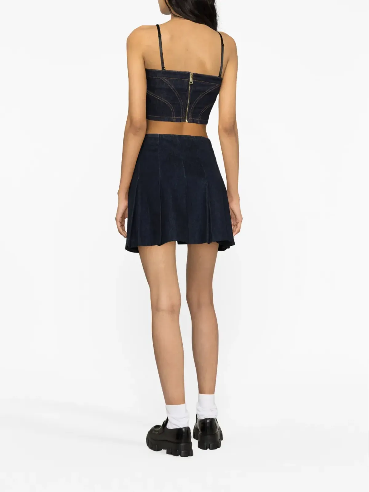 Versace Jeans Couture バロックバックル デニム コルセットトップ - ブルー - 画像4
