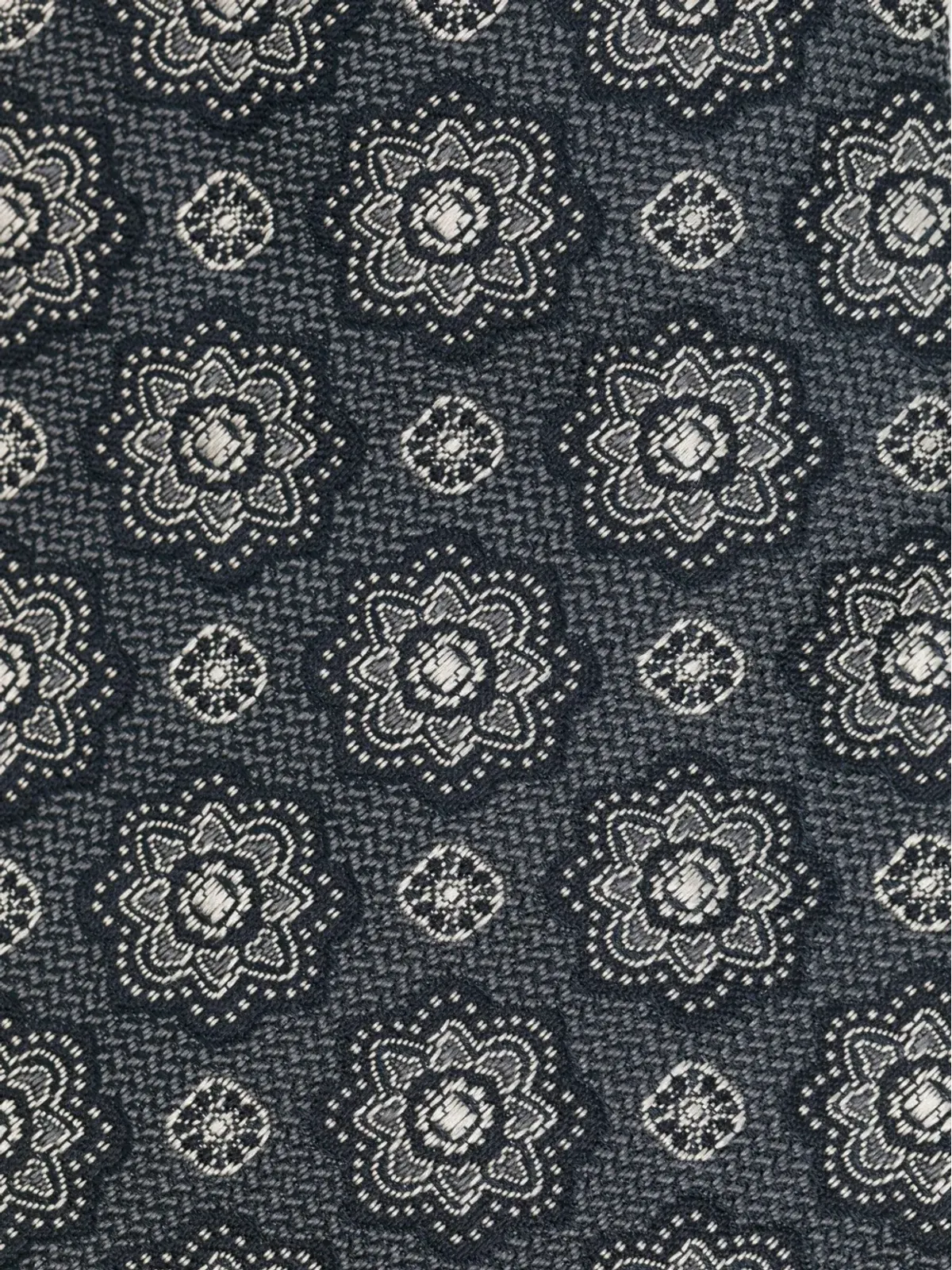 Brunello Cucinelli 花柄刺繍シルクタイ（ブルー） - 画像2