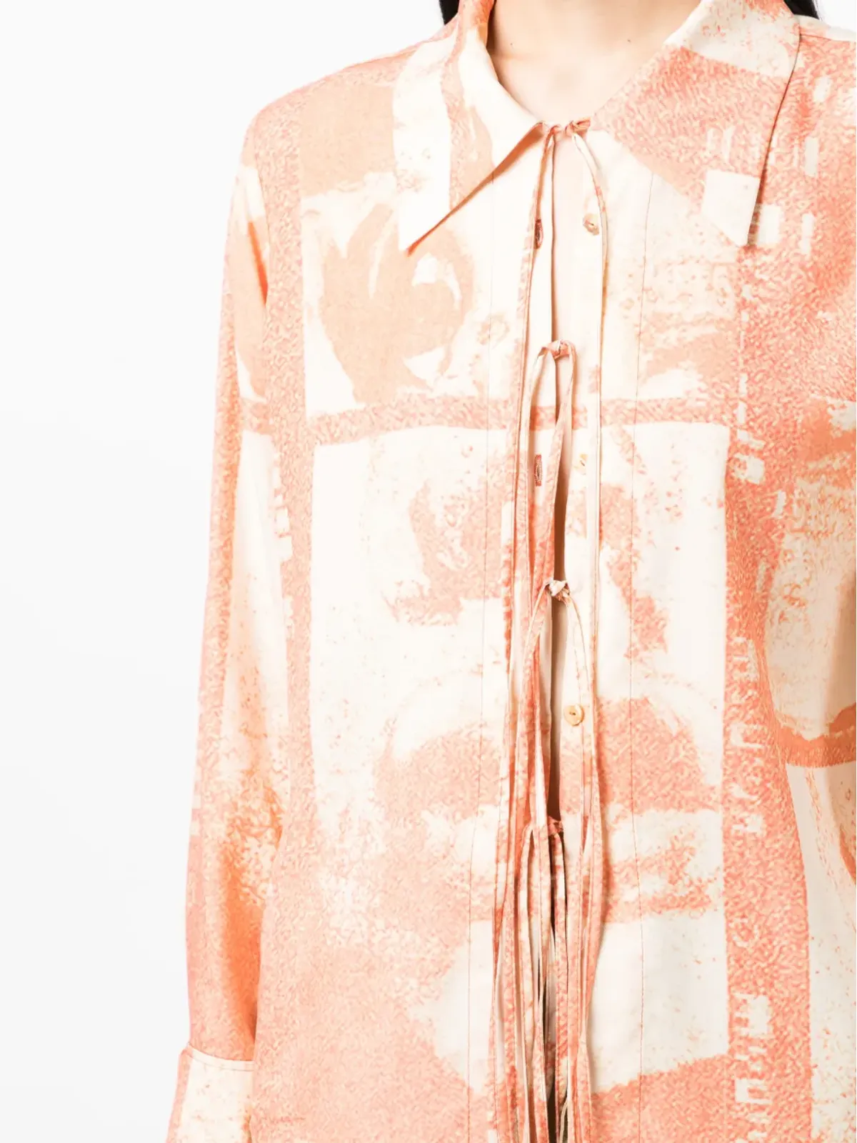 Rejina Pyo Saskia crinkled tie-detail blouse - Orange - 画像5