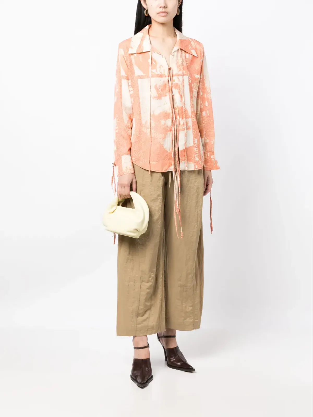 Rejina Pyo Saskia crinkled tie-detail blouse - Orange - 画像2