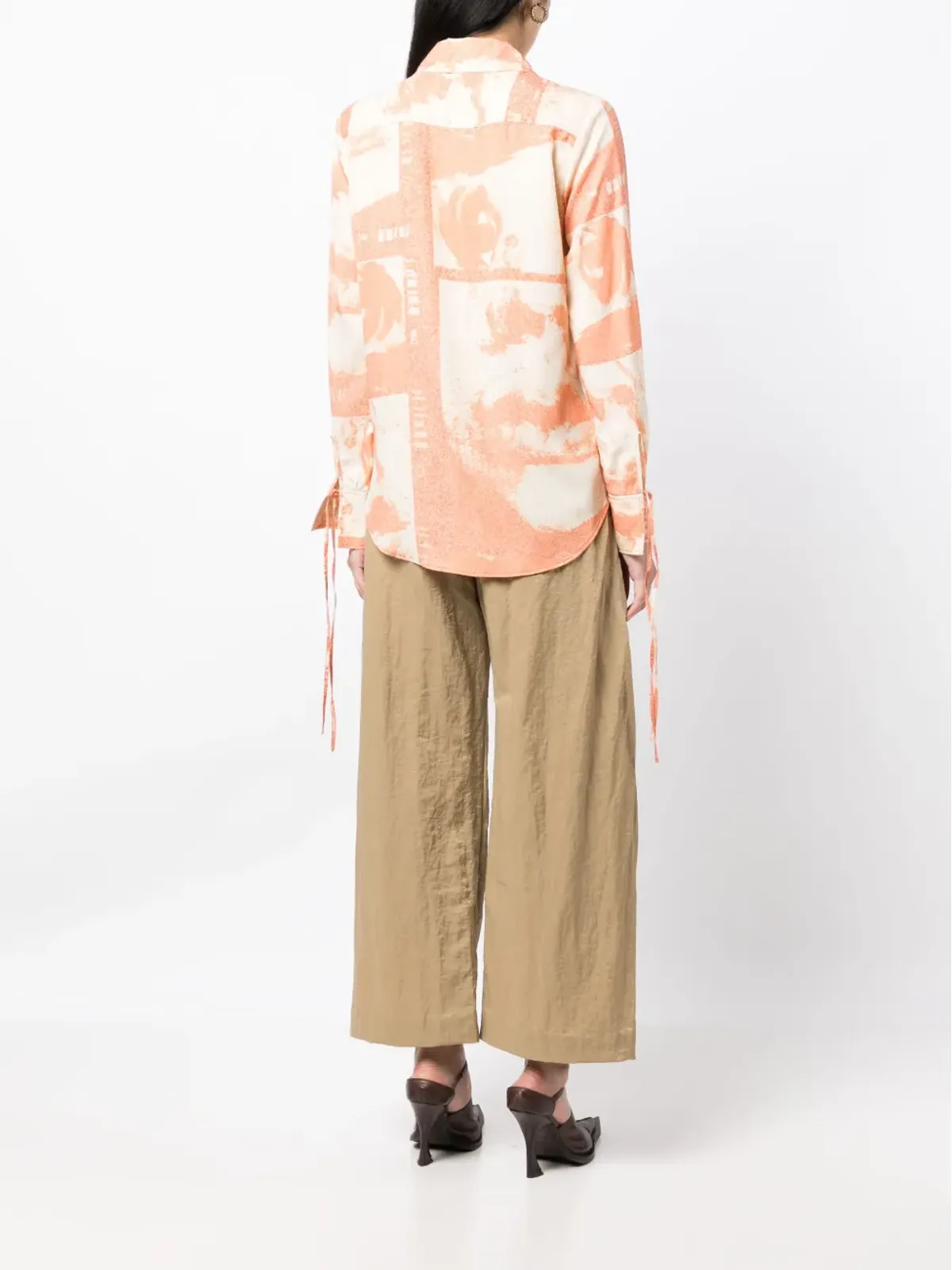 Rejina Pyo Saskia crinkled tie-detail blouse - Orange - 画像4