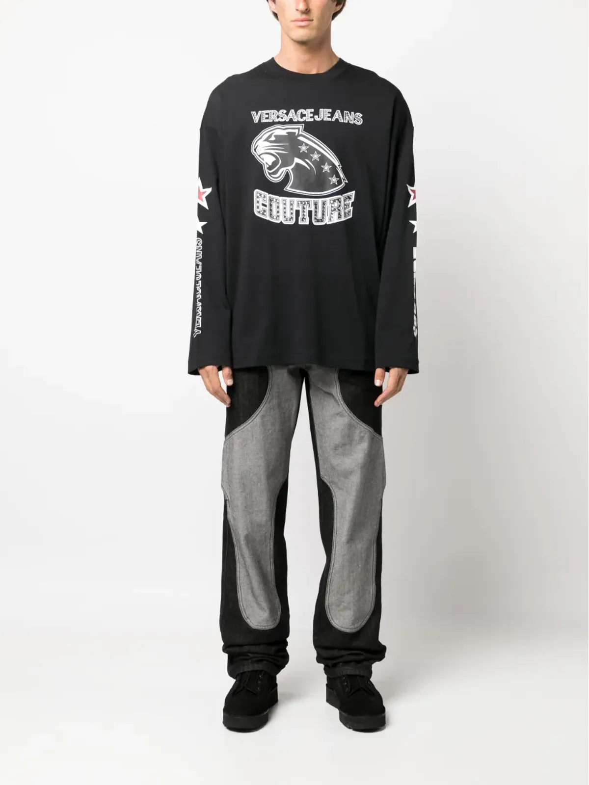 Versace Jeans Couture ロゴプリント長袖トップ - ブラック - 画像2