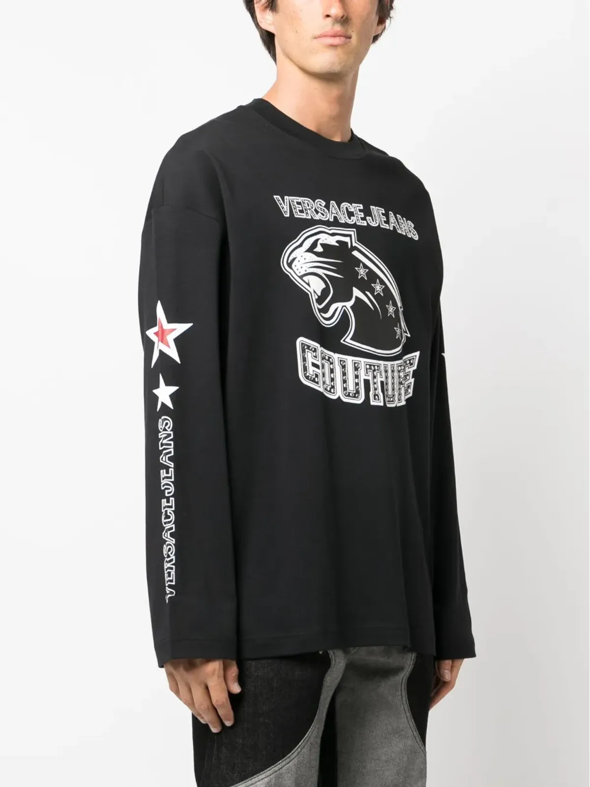Versace Jeans Couture ロゴプリント長袖トップ - ブラック - 画像3
