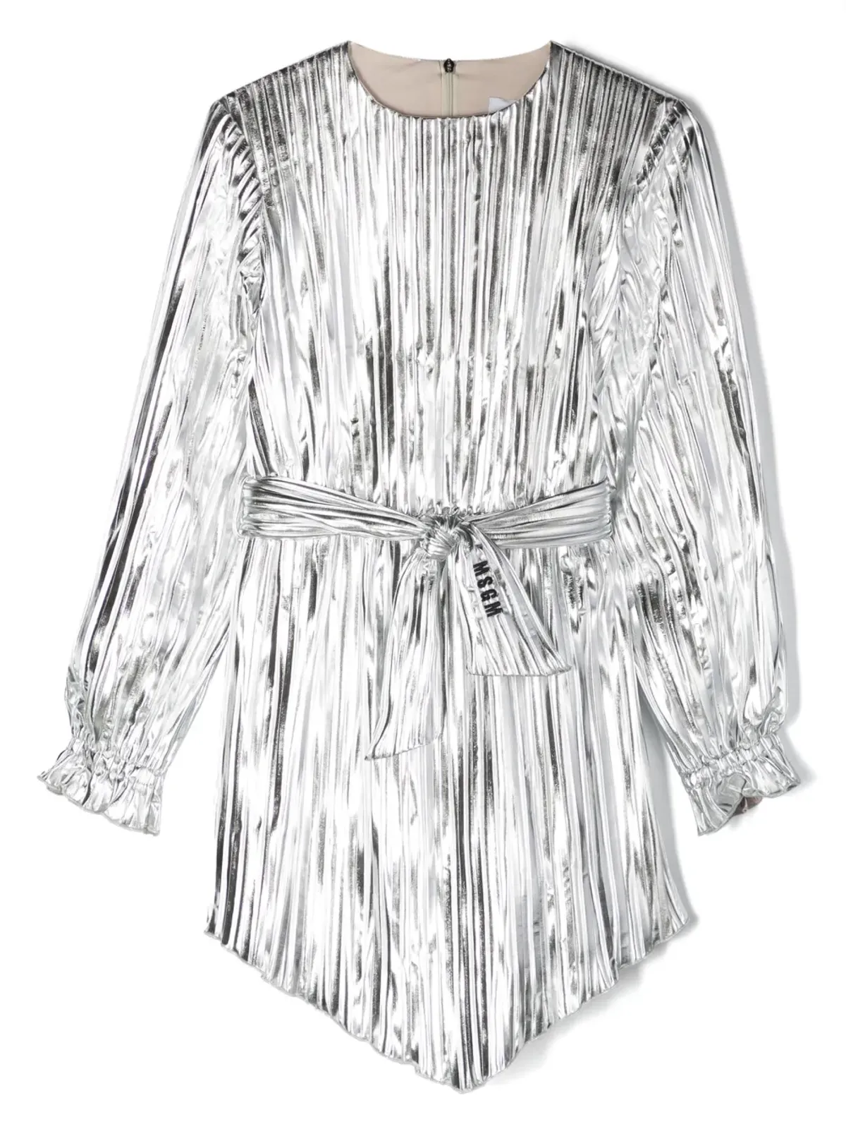 MSGM Kids アシンメトリックプリーツのメタリックミニドレス - 画像1