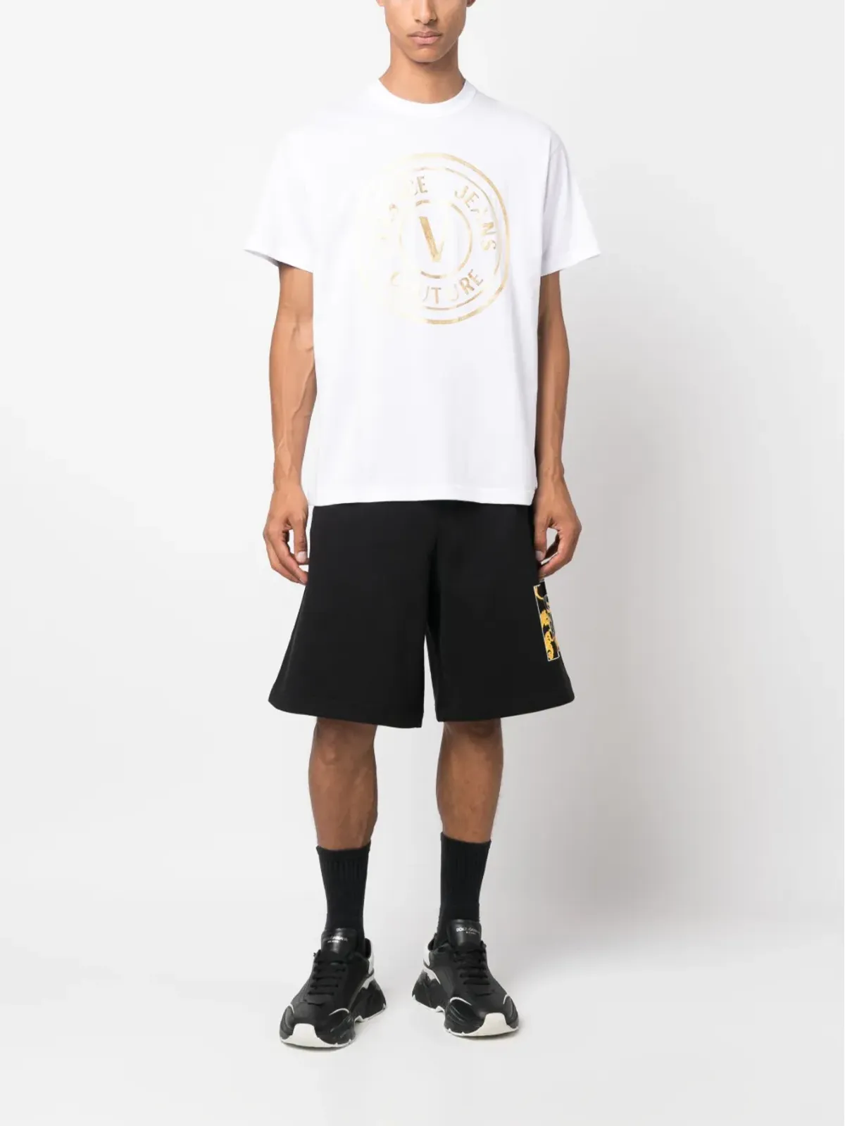 Versace Jeans Couture ロゴプリント コットン トラックショーツ - 画像2