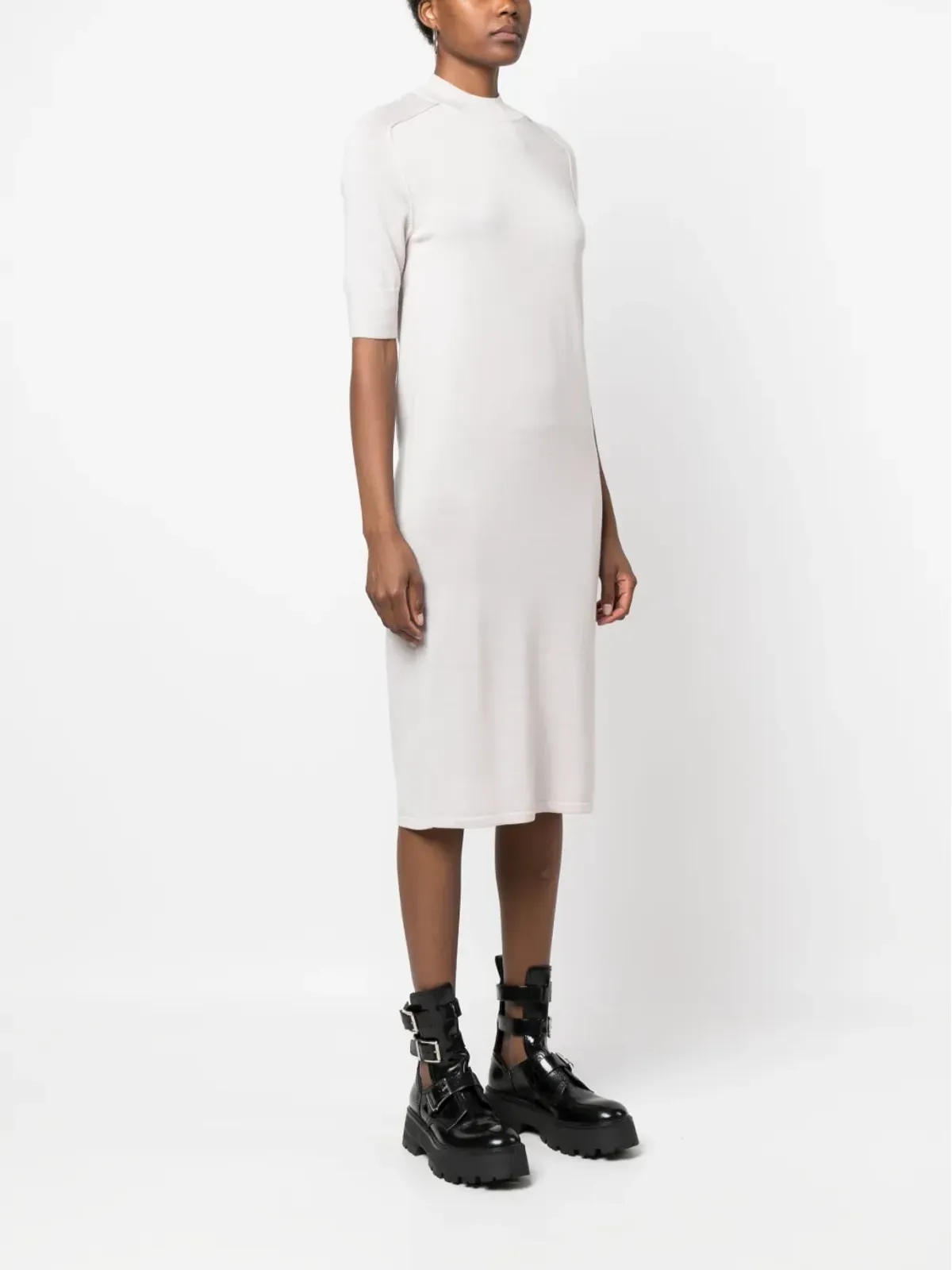 Calvin Klein リブ編みウール ミディドレス - 画像3