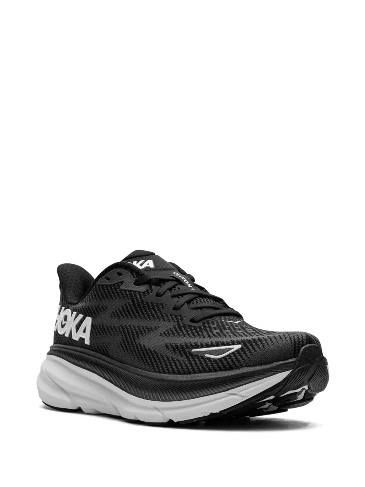 HOKA Clifton 9 ブラック/ホワイト スニーカー - 画像2