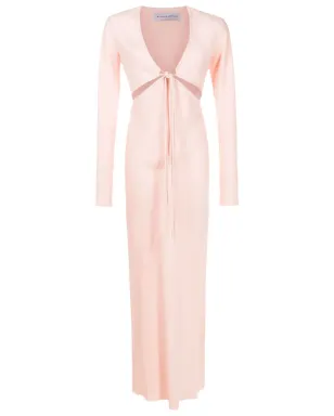 Gloria Coelho Vネック サテン マキシドレス - ピンク - サムネイル1