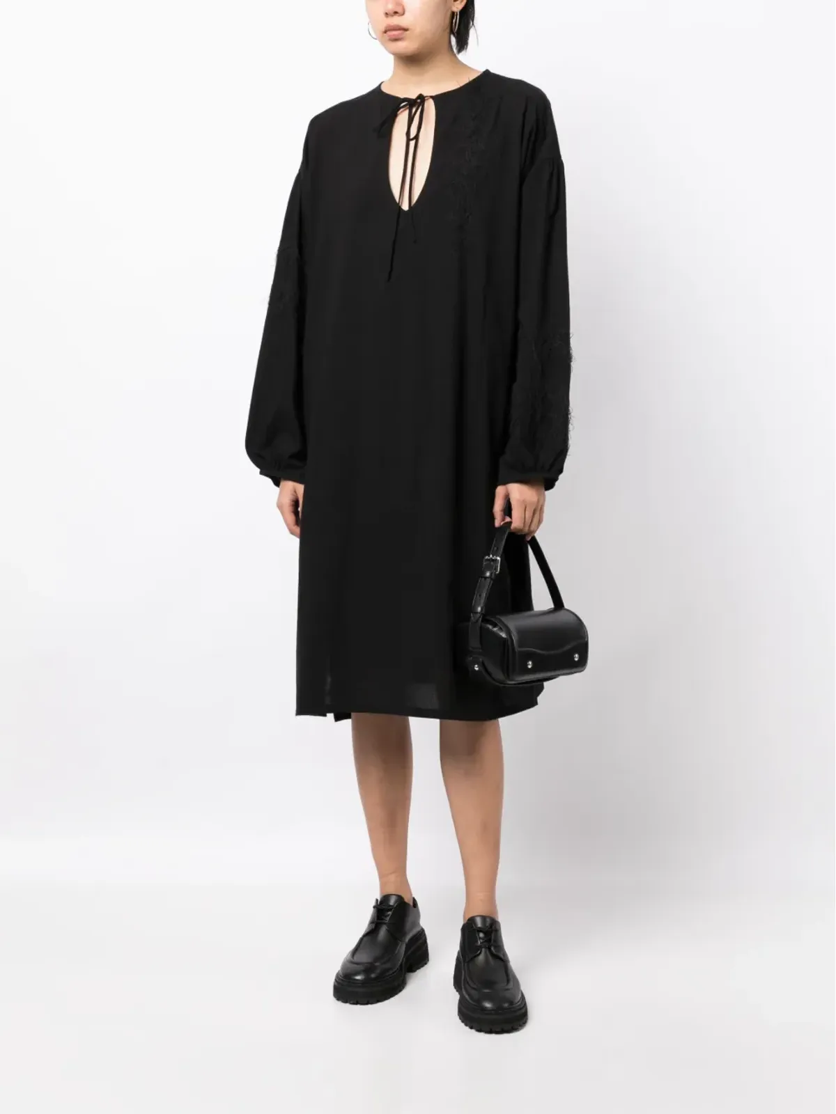 Y's コットン チュニック ミディドレス - Black - 画像2