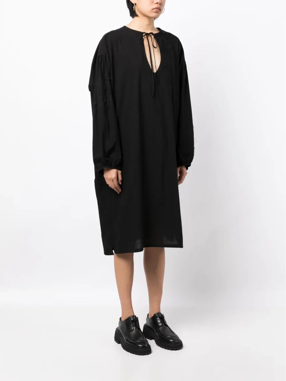 Y's コットン チュニック ミディドレス - Black - 画像3